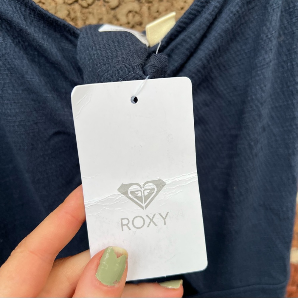 Roxy Navy Blue Spaghetti Strap Drawstring Cropped… - image 4